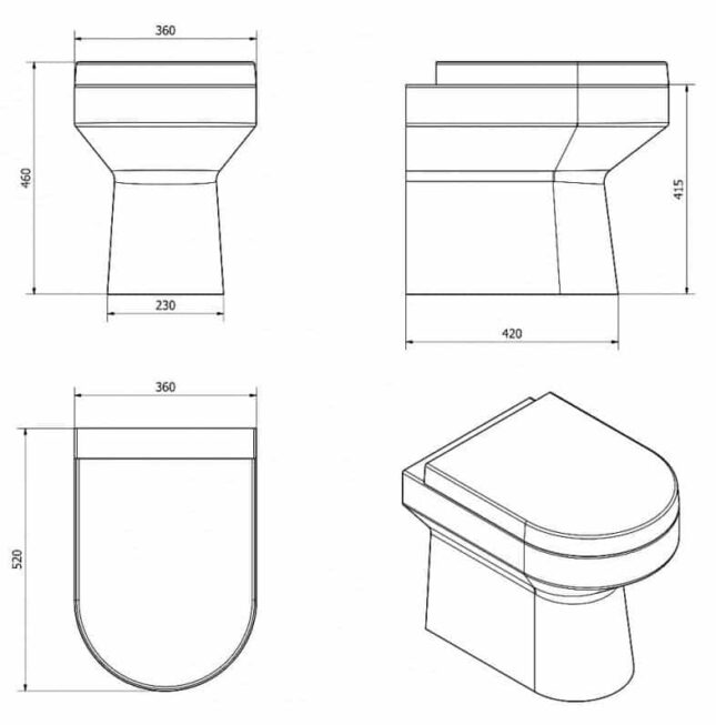 Montego 520mm Comfort Height Back To Wall Pan - Image 2