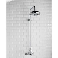 Sognare Chrome Traditional Fixed Head Rigid Riser Thermostatic Mixer Shower - Image 2