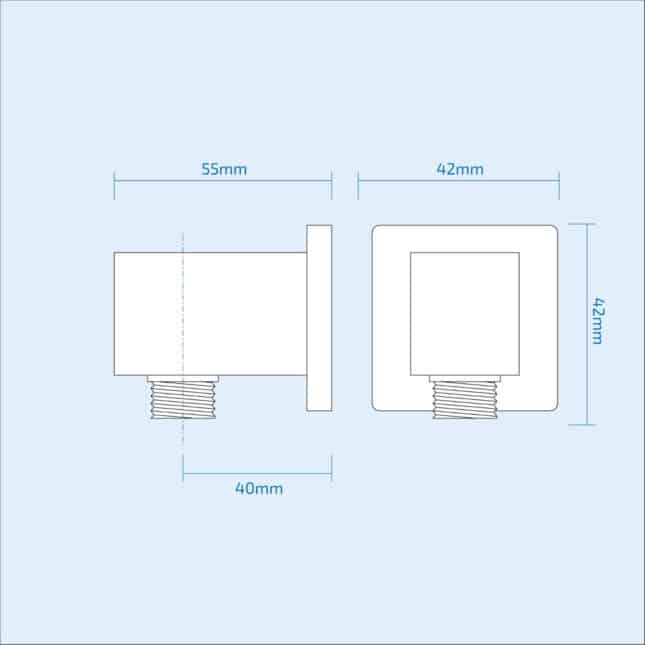 Chrome Square Shower Wall Outlet Elbow - Image 4