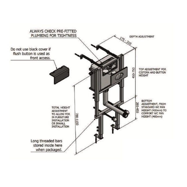 Cassellie Wall Hung WRAS Approved Frame & Cistern - WCTF01 - Image 4