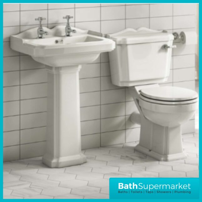 Legend Traditional Style Close Coupled Toilet & Basin Suite - Image 7