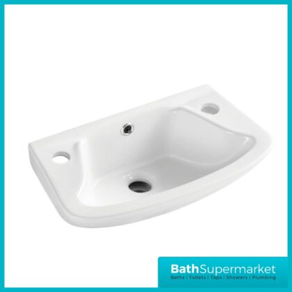 Kartell Proton Wall Hung Cloakroom 2 Tap Hole Basin 360mm Wide