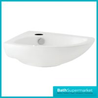 Kartell Proton Wall Hung Corner Cloakroom Basin 515mm Width 1 Tap Hole
