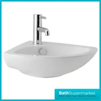 Kartell Proton Wall Hung Corner Cloakroom Basin 515mm Width 1 Tap Hole