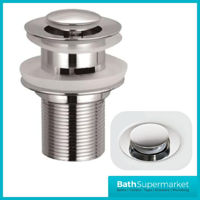 Push Button-Pop Up Basin Waste Slotted Click Clack-Chrome