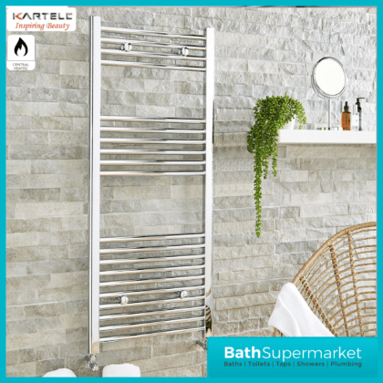 K-Rail Chrome Straight Towel Rail 500mm Wide - Various Heights