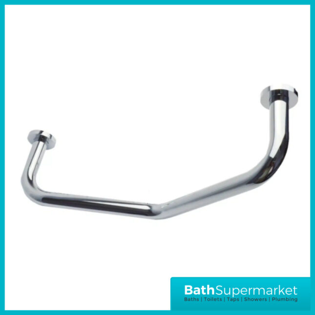 Modern Polished Chrome Angled Bathroom Mobility Grab Rail Bar 370mm
