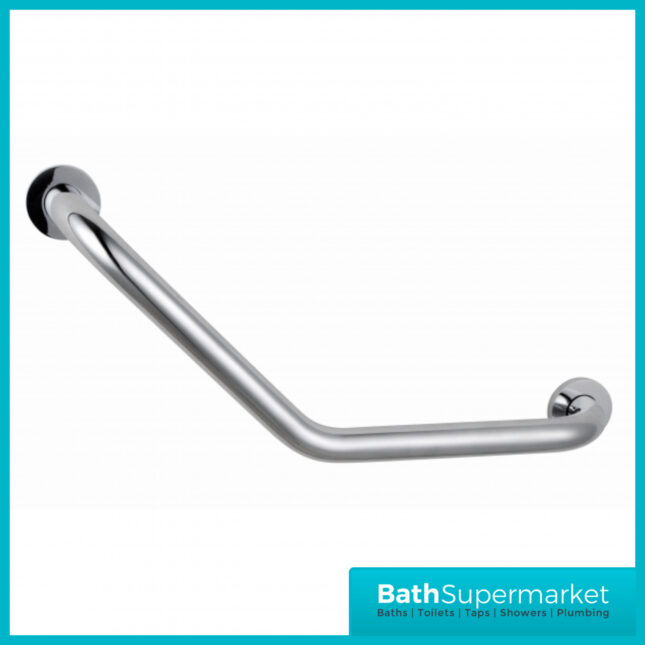 Modern Polished Chrome Angled Bathroom Mobility Grab Rail Bar 370mm