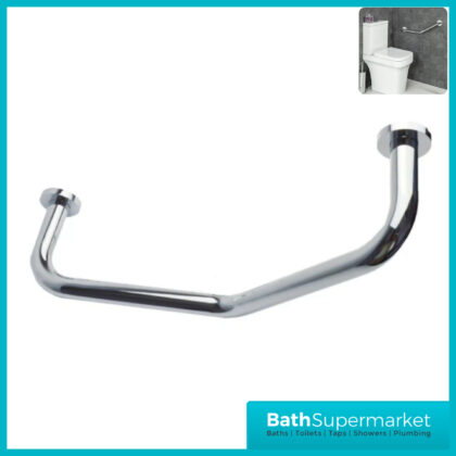 Modern Polished Chrome Angled Bathroom Mobility Grab Rail Bar 370mm