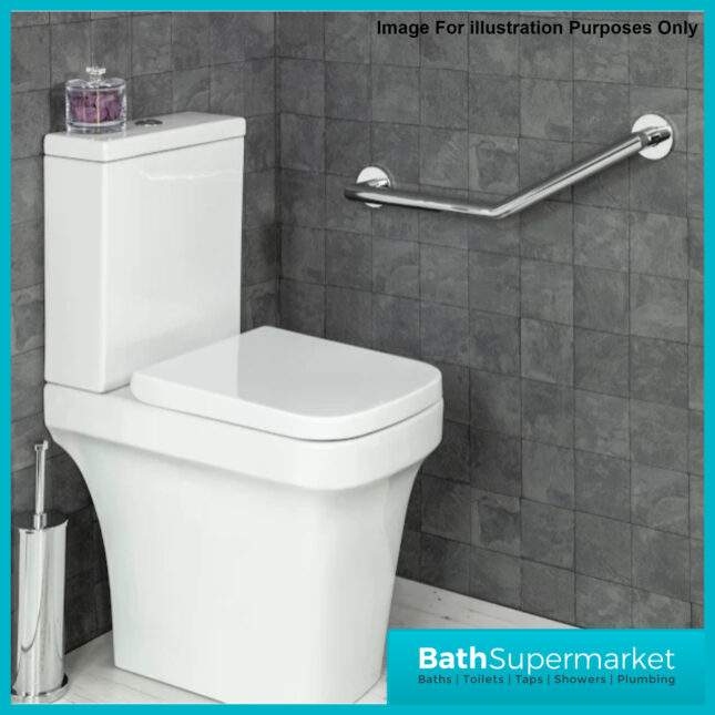 Modern Polished Chrome Angled Bathroom Mobility Grab Rail Bar 370mm