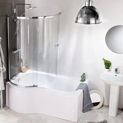 Titan Orbital 1700mm P Shape Shower Bath Left-Right Hand-Enclosure
