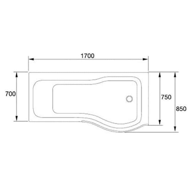 Titan Orbital 1700mm P Shape Shower Bath Left-Right Hand-Enclosure - Image 2