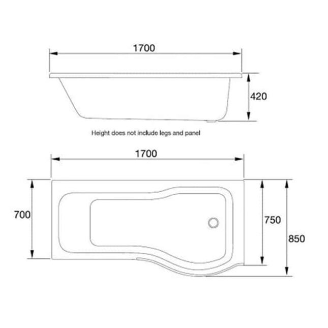 Titan Orbital 1700mm P Shape Shower Bath Left-Right Hand-Enclosure - Image 4
