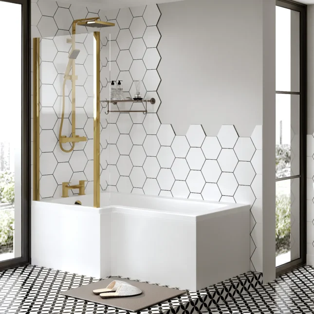 Titan 1800mm L Shaped Shower Bath with Screen & Front Panel – Left or Right Hand Option - Image 9