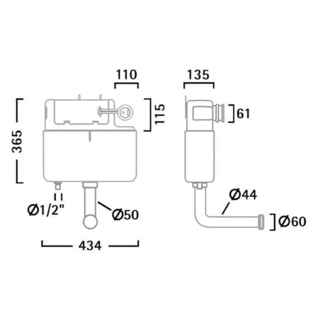 Tavistock Vortex Bottom Inlet Concealed Dual Flush Cistern - Image 4