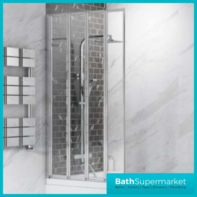 4 Fold Bathroom Folding Shower Bath Screen