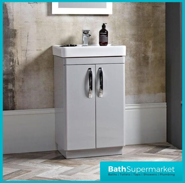 500mm Compass Gloss Grey Floorstanding Vanity Unit