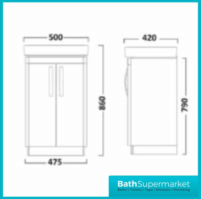 500mm Compass Gloss Grey Floorstanding Vanity Unit