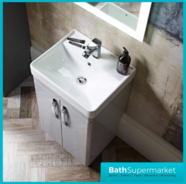 Compass Gloss Grey Floorstanding Vanity Unit & Basin 500mm - Image 5