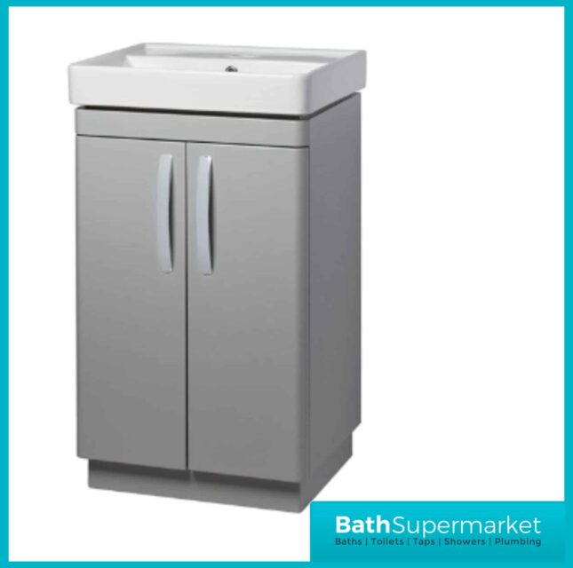 Compass Gloss Grey Floorstanding Vanity Unit & Basin 500mm - Image 2