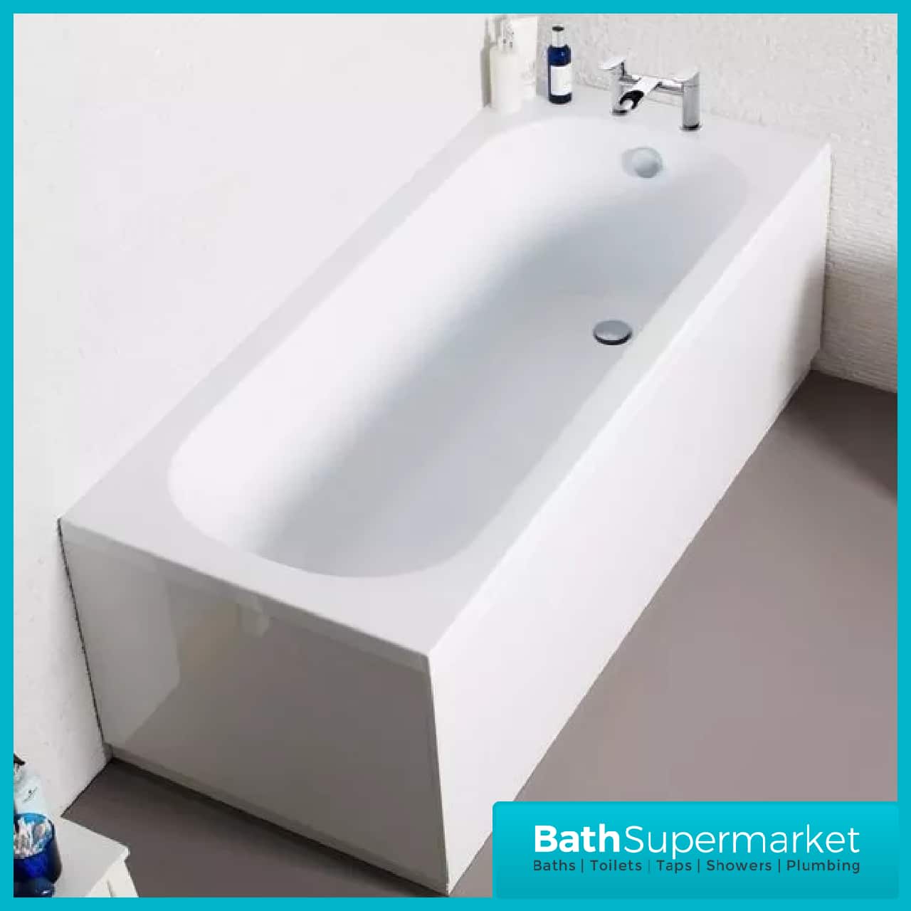 Abbey 1700mm x 700mm Single Ended Bath With Drilled Tap Holes