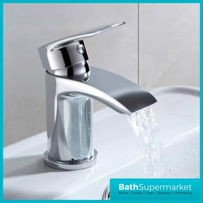 Descent Polished Chrome Mini Mono Basin Mixer Tap-Clicker Waste