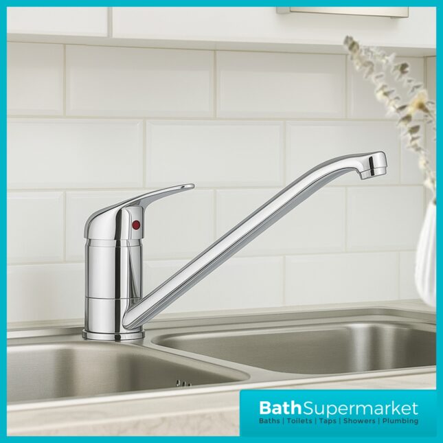Clarity Polished Chrome Single Lever Kitchen Sink Swivel Spout Mixer Tap