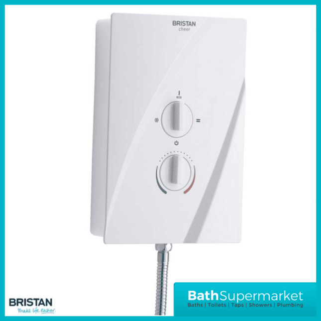 Bristan Cheer White Electric Shower 8.5KW & 9.5KW Power