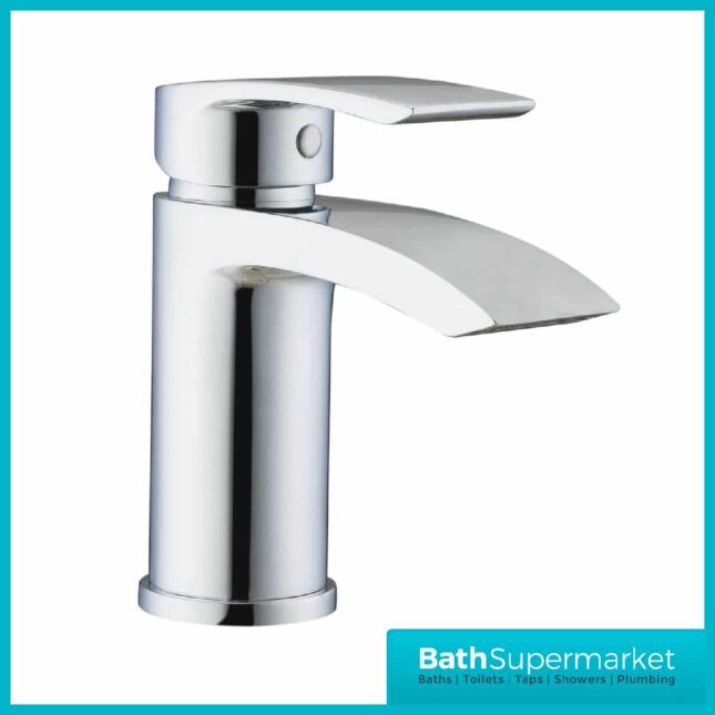 Descent Polished Chrome Mini Mono Basin Mixer Tap-Clicker Waste