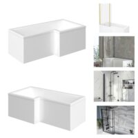 Titan 1800mm L Shaped Shower Bath with Screen & Front Panel – Left or Right Hand Option - Image 11