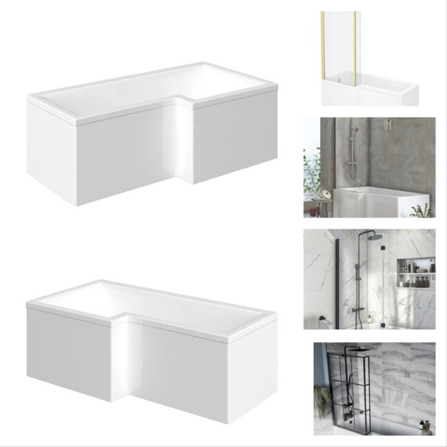 Titan 1800mm L Shaped Shower Bath with Screen & Front Panel – Left or Right Hand Option - Image 11