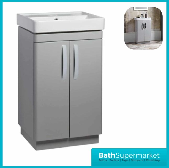 500mm Compass Gloss Grey Floorstanding Vanity Unit
