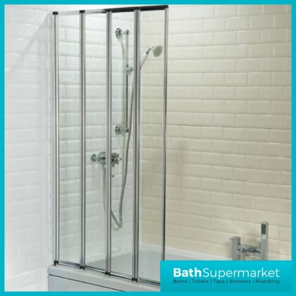 4 Fold Bathroom Folding Shower Bath Screen