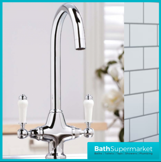 Excellence Chrome Swan Neck Swivel Spout Mixer Kitchen Tap - Image 3