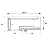Titan 1800mm L Shaped Shower Bath with Screen & Front Panel – Left or Right Hand Option - Image 3