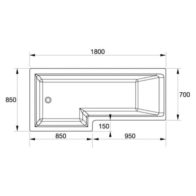 Titan 1800mm L Shaped Shower Bath with Screen & Front Panel – Left or Right Hand Option - Image 3