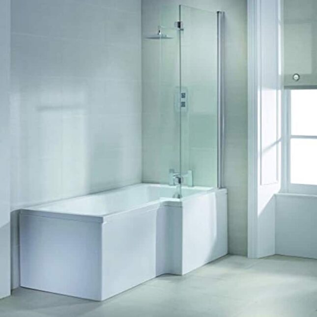 Titan 1800mm L Shaped Shower Bath with Screen & Front Panel – Left or Right Hand Option - Image 4