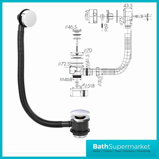 Modern Round Pop-Up Chrome Bath Waste-BW001