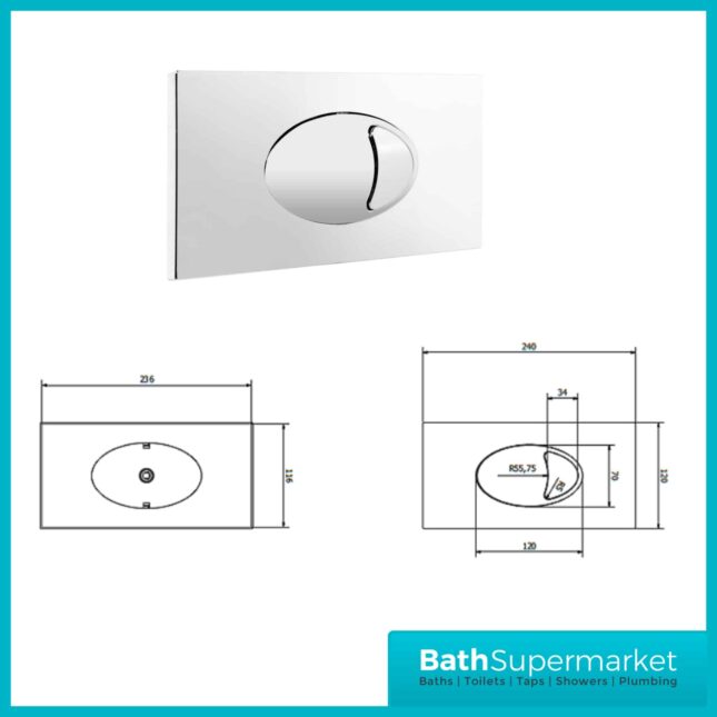 Chrome Cable Compatible Concealed Cistern Push Button Plate - Image 5
