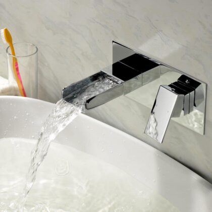 Waterfall Stream Wall Mounted Square Basin Mixer Tap