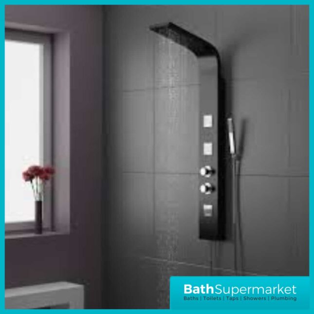 Cassellie Luna Thermostatic Black Shower Panel