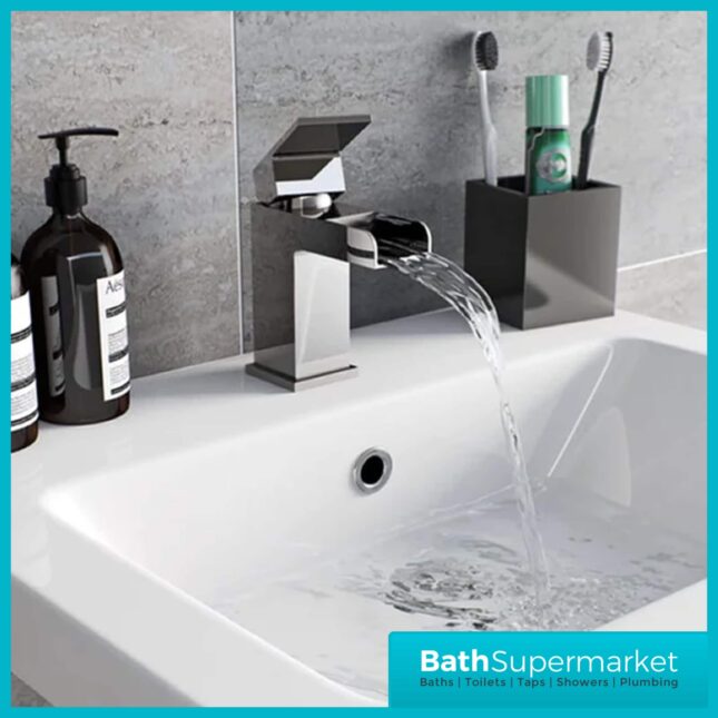 Victoria Waterfall Chrome Mini Mono Basin Mixer Tap-Clicker Waste