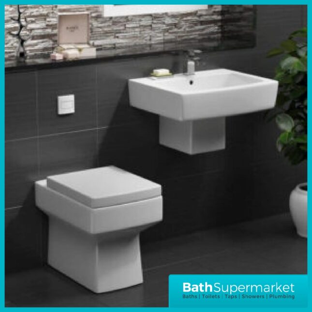 Embrace 520mm Square BTW Toilet Pan– Soft Close Seat