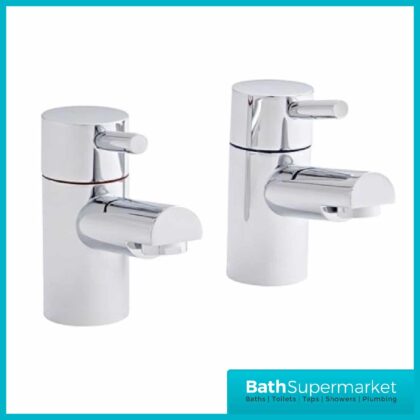 Kartell Plan Chrome Pair of Bath Pillar Taps-TAP016PL