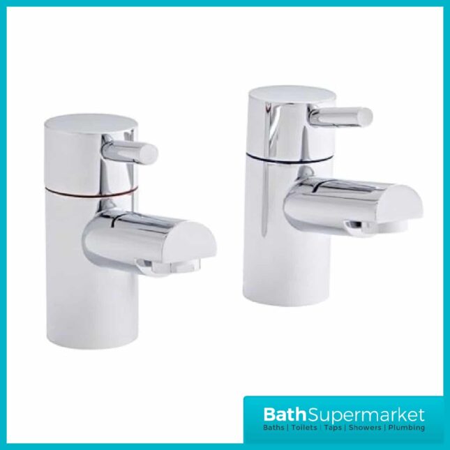 Kartell Plan Chrome Pair of Bath Pillar Taps-TAP016PL