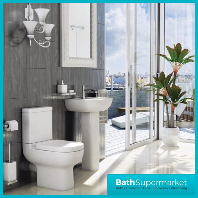 Options 600 Toilet & Basin Bathroom Suite - 1 Tap Hole - Image 3