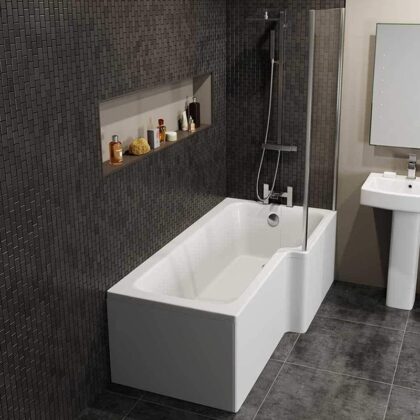 Titan L-Shaped 1700mm x 850mm x 700mm Shower Bath Left- Right Hand