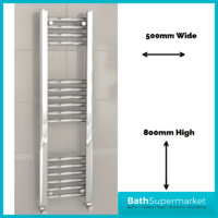 K-Rail Chrome Straight Towel Rail 500mm Wide - Various Heights