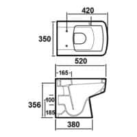 Embrace 520mm Square BTW Toilet Pan– Soft Close Seat - Image 5