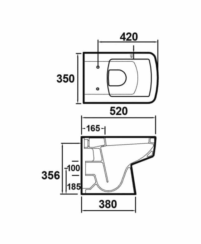 Embrace 520mm Square BTW Toilet Pan– Soft Close Seat - Image 5